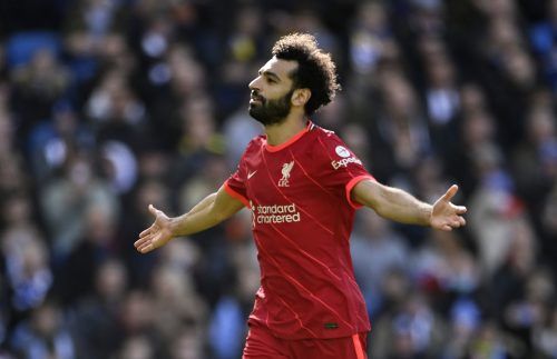 Mohamed Salah celebrates scoring for Liverpool