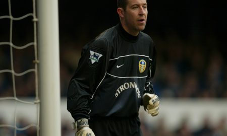 Nigel Martyn in goal for Leeds United