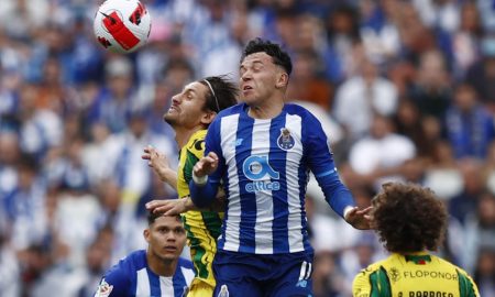 Pepe of FC Porto challenges for a header
