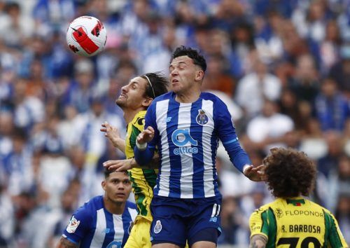 Pepe of FC Porto challenges for a header