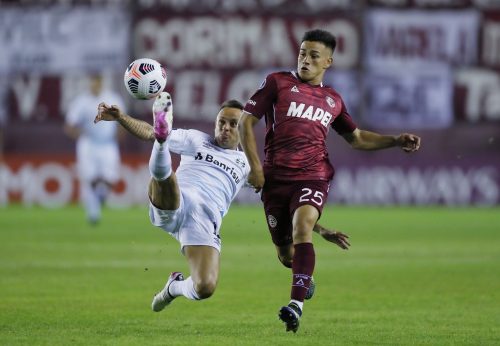 Celtic transfer target Alexandro Bernabei in action for Lanus