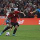 Armando Broja in action for Albania