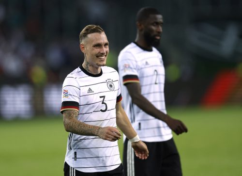 West Ham transfer target David Raum playing for Germany