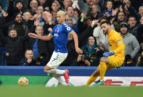 Richarlison in action against Spurs' Hugo Lloris