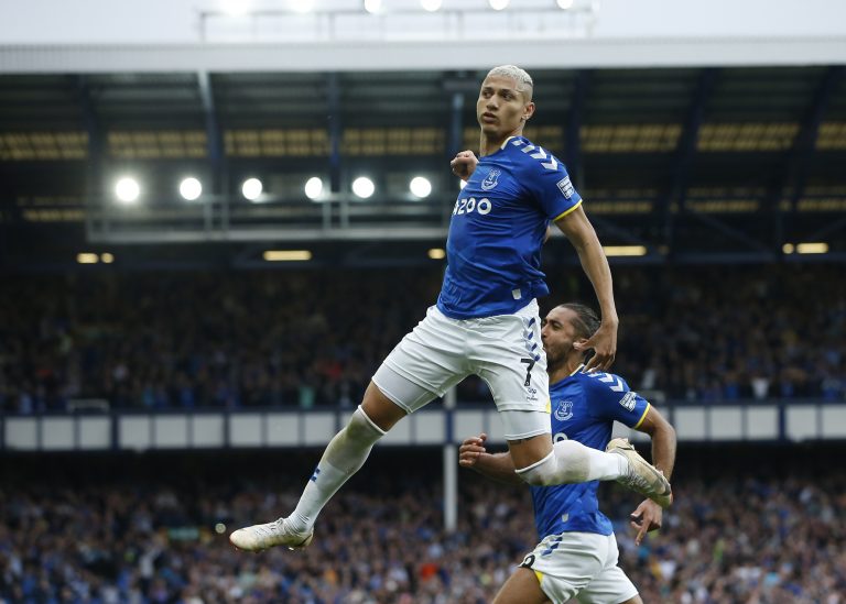 Richarlison celebrates scoring for Everton