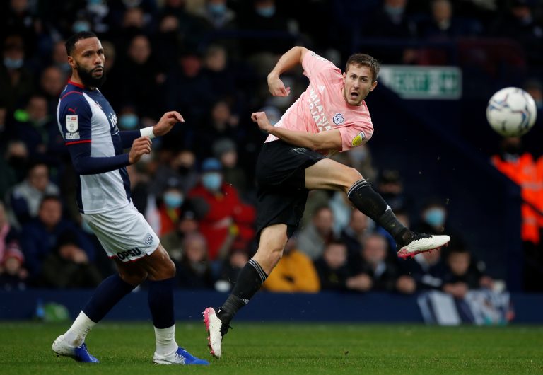 Sheffield Wednesday target Will Vaulks gets a shot away for Cardiff