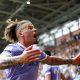 Kalvin Phillips celebrates Leeds United staying up vs Brentford