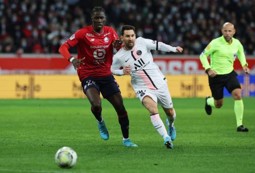 West Ham target Amadou Onana battles with Lionel Messi