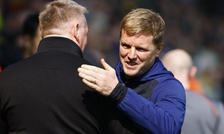 Newcastle manager Eddie Howe embraces Dean Smith