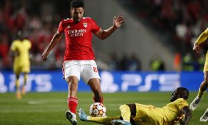 Wolves transfer target Goncalo Ramos in action for Benfica