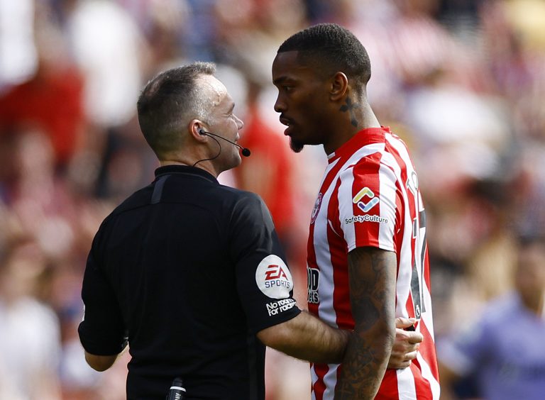 Ivan-Toney-in-conversation-with-referee-Paul-Tierney