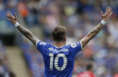 James Maddison of Leicester City appeals