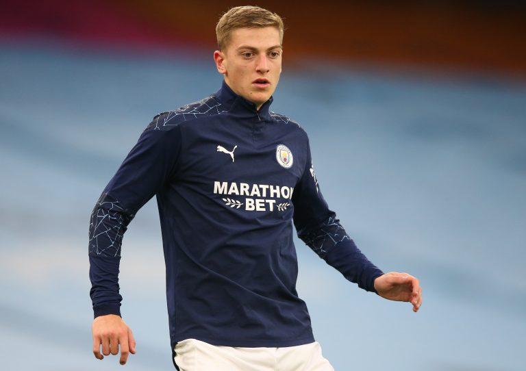 Liam-Delap-during-a-warm-up-for-Manchester-City