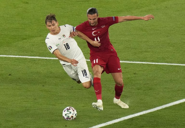 Yusuf Yazici playing for Turkey v Italy at Euro 2020