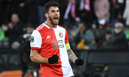 West Ham target Marcos Senesi celebrates for Feyenoord
