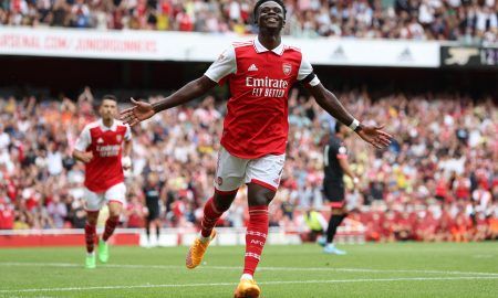 Bukayo-Saka-celebrates-scoring-for-Arsenal