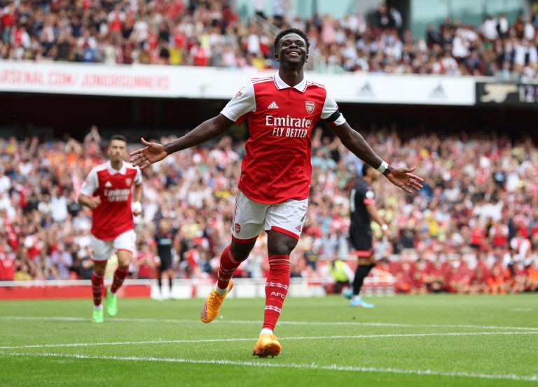 Bukayo-Saka-celebrates-scoring-for-Arsenal