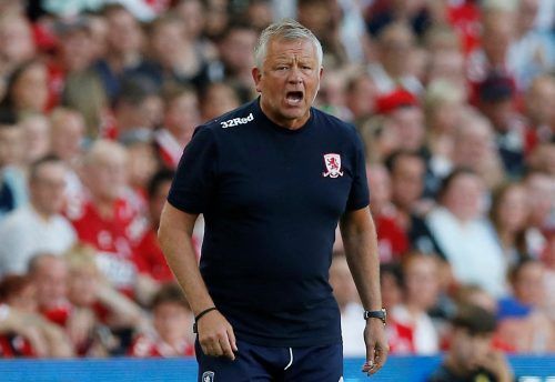 Middlesbrough manager Chris Wilder barks instructions to his players