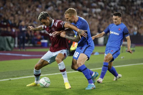 West Ham striker Gianluca Scamacca against FCSB