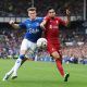 Everton's Nathan Patterson vies for the ball with Luis Diaz