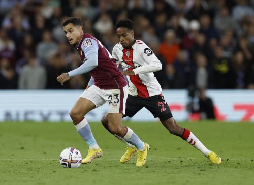 Aston Villa's Philippe Coutinho gets away from Kyle Walker-Peters