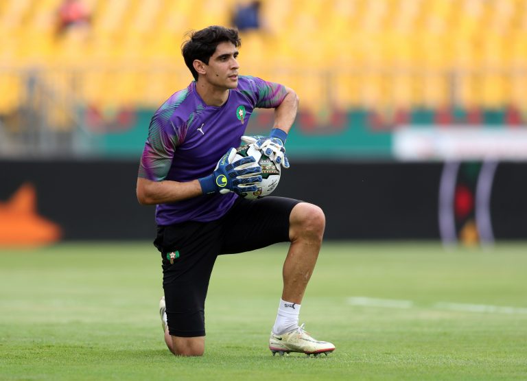 Yassine-Bounou-during-a-warm-up-for-Morocco