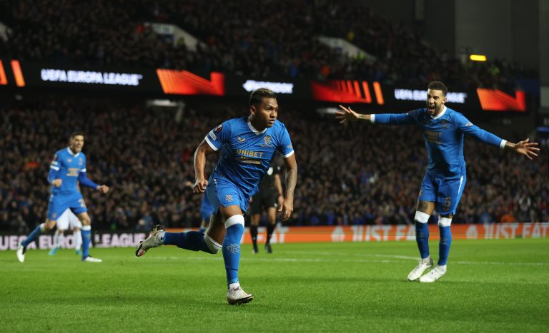 Alfredo-Morelos-celebrates-scoring-for-Rangers