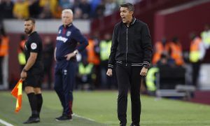 Wolves manager Bruno Lage shouts instructions to his team