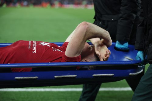 Liverpool's Diogo Jota is stretchered off injured