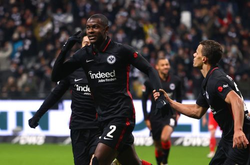 Evan-Ndicka-celebrates-scoring-for-Eintracht-Frankfurt