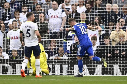 Leicester's James Maddison scores against Tottenham