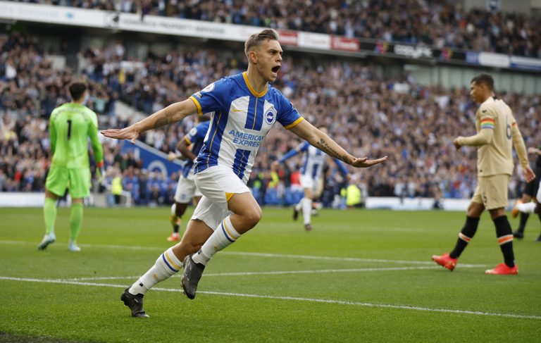 Leandro-Trossard-celebrates-scoring-for-Brighton