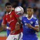 Man United's Marcus Rashford vies for possession with Youri Tielemans