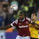 West Ham striker Michail Antonio battling against Wolves