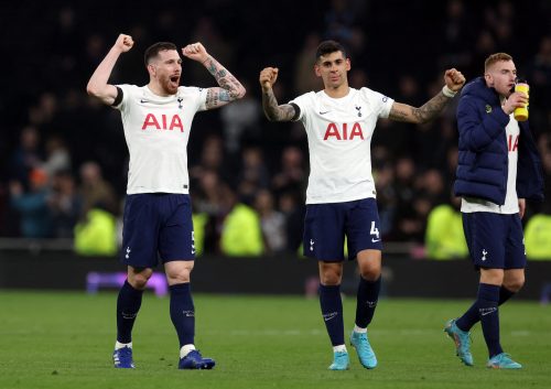 Pierre-Emile-Hojbjerg-and-Cristian-Romero-celebrate-for-Tottenham