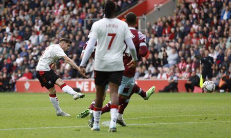 Romain Perraud scores against West Ham