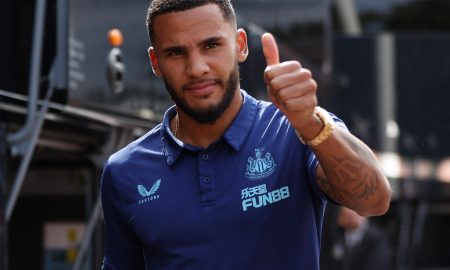 Newcastle United's Jamaal Lascelles arrives for the match