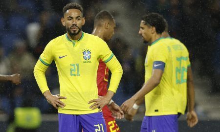 Aston Villa transfer target Matheus Cunha in action for Brazil