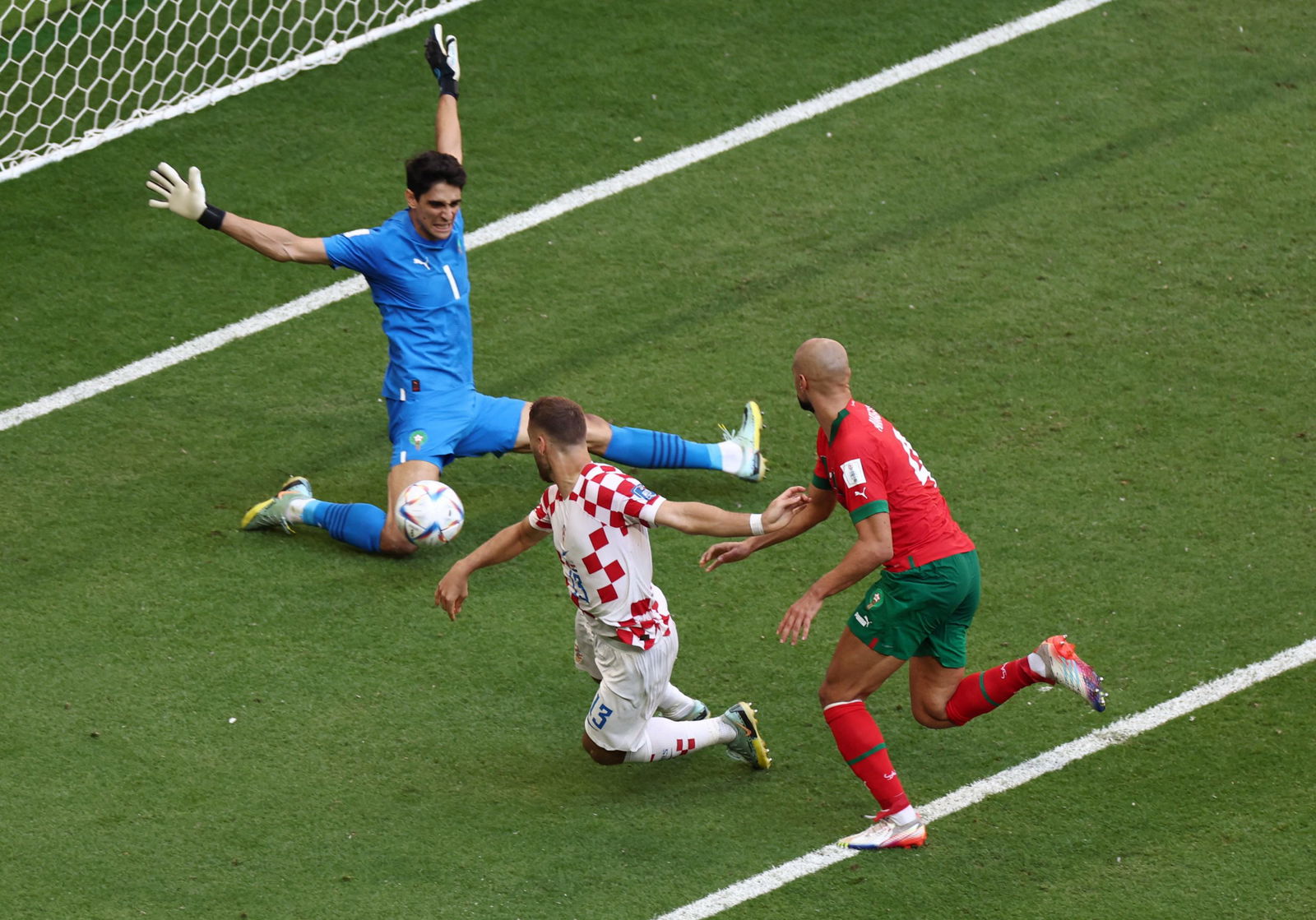 Morocco's Yassine Bounou makes a save