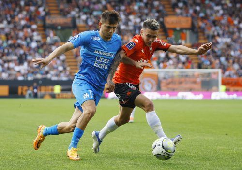 Leicester transfer target Enzo Le Fee in action for Lorient