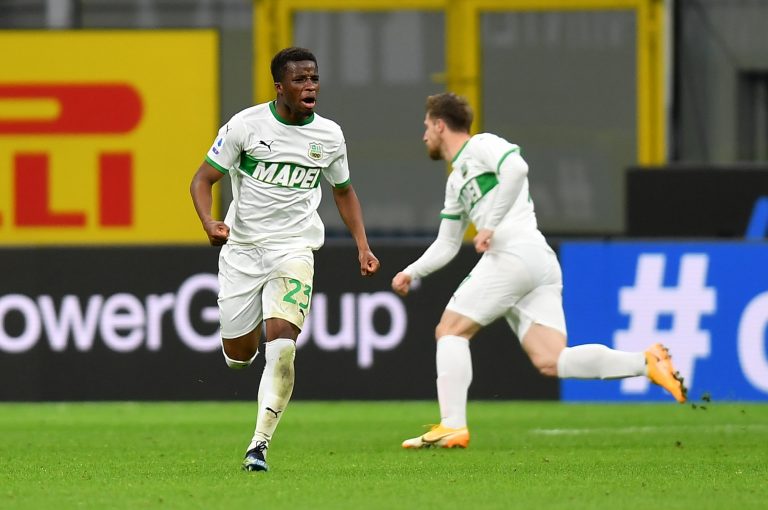 Spurs target Hamed Junior Traore celebrates scoring for Sassuolo