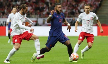 Tottenham transfer target Memphis Depay in action for Netherlands