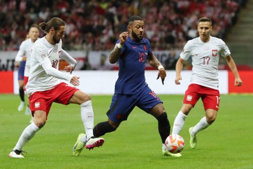 Tottenham transfer target Memphis Depay in action for Netherlands