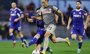 Man City transfer target Noah Okafor in action for Salzburg