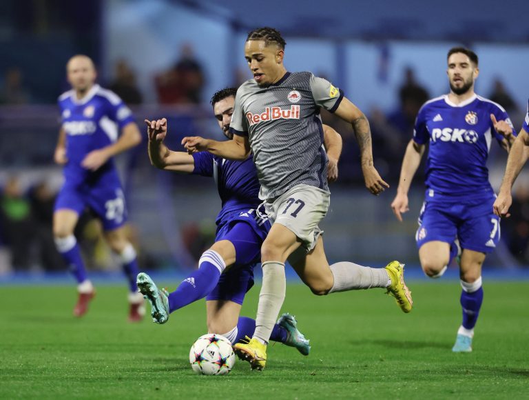 Noah Okafor in action for Salzburg