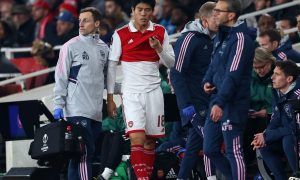 Arsenal's Takehiro Tomiyasu goes off injured
