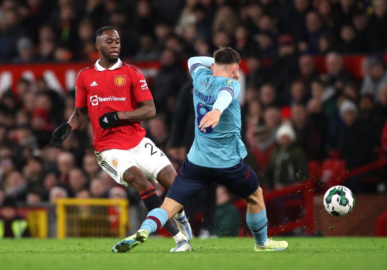 Aaron Wan-Bissaka in action for Manchester United