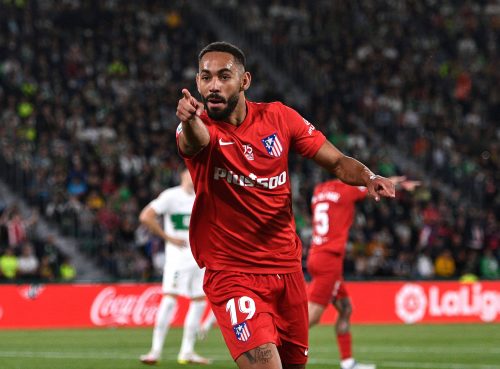 Atletico Madrid's Matheus Cunha celebrates scoring their first goal