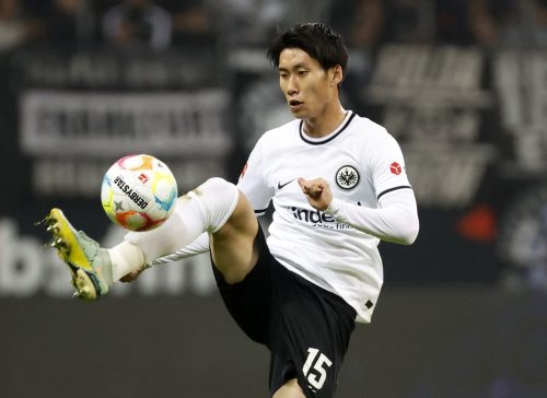 Man City transfer target Daichi Kamada in action