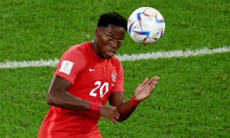 Jonathan David in action for Canada